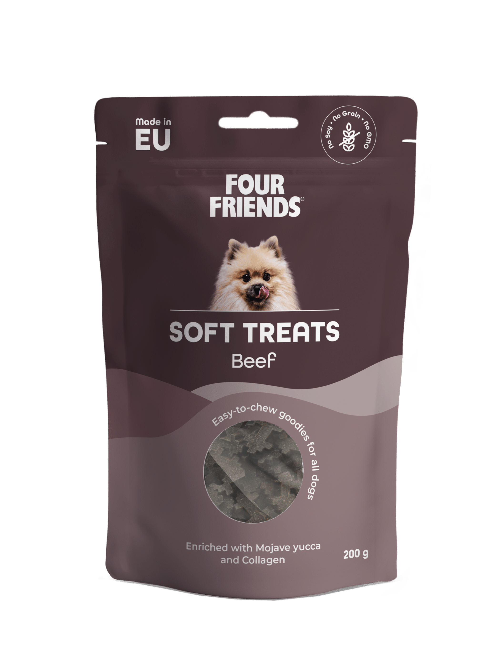 FourFriends Soft Treats Beef – återförslutningsbar påse med hundgodis