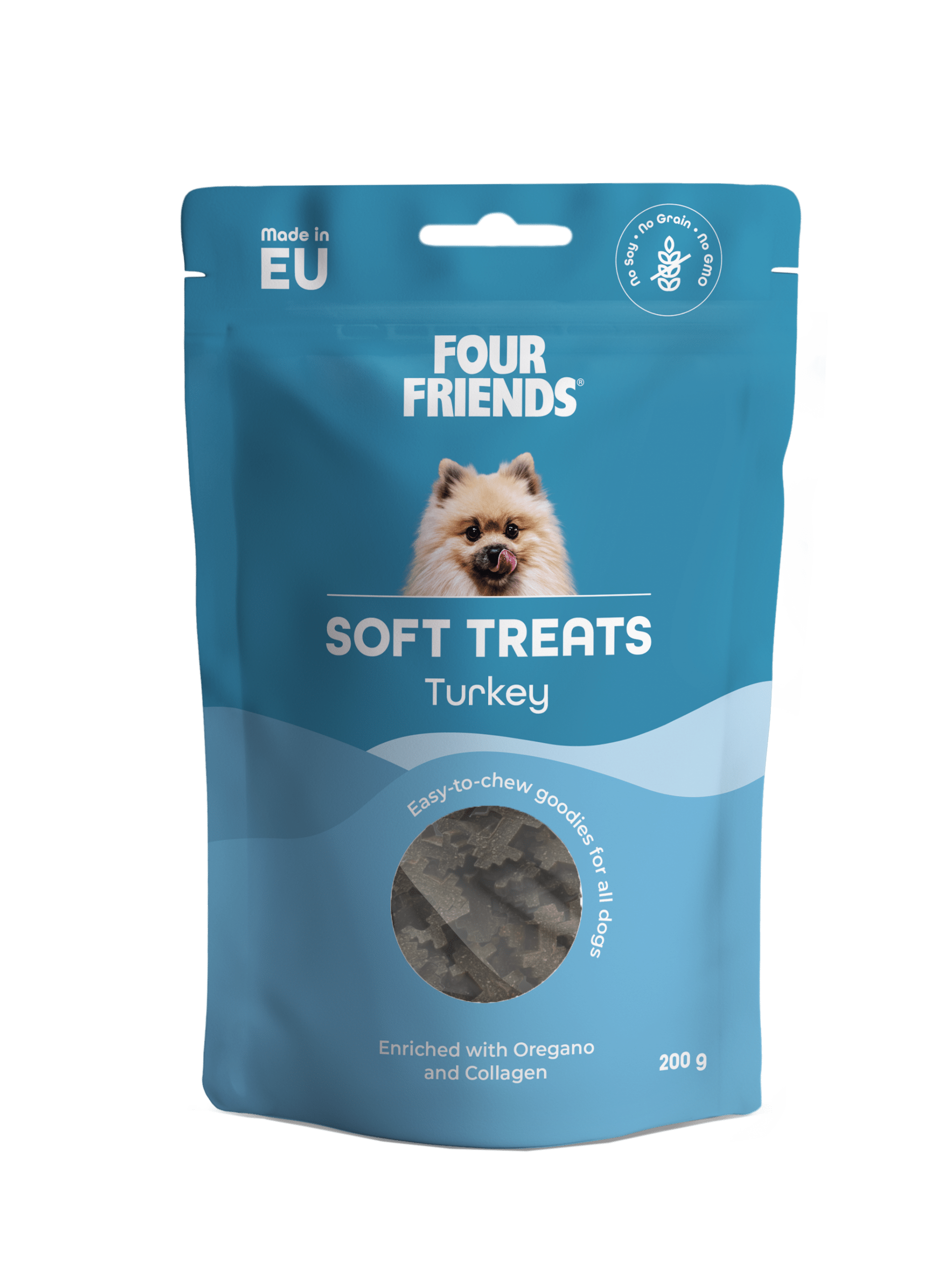 FourFriends Soft Treats Turkey – återförslutningsbar påse med hundgodis