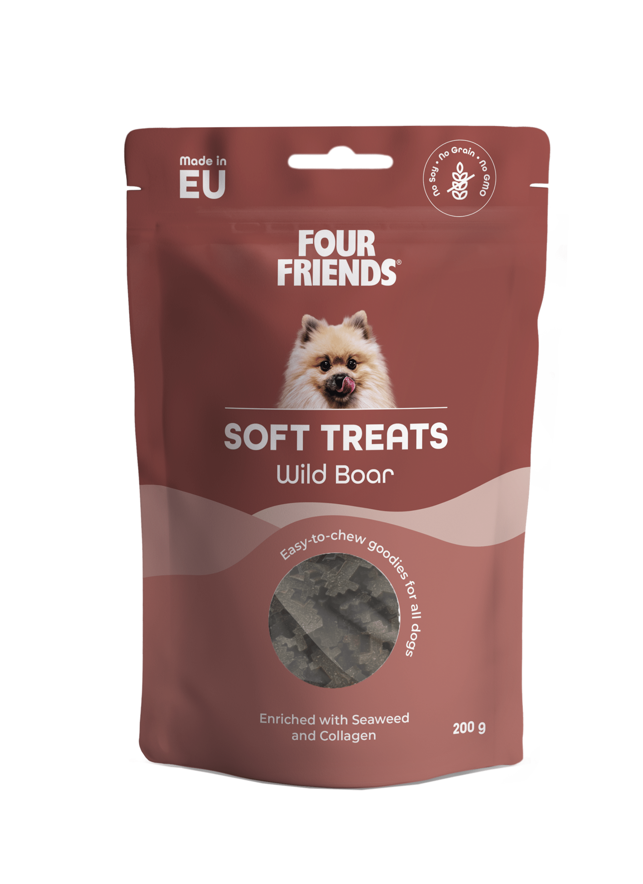 FourFriends Soft Treats Wild Boar – återförslutningsbar påse med hundgodis